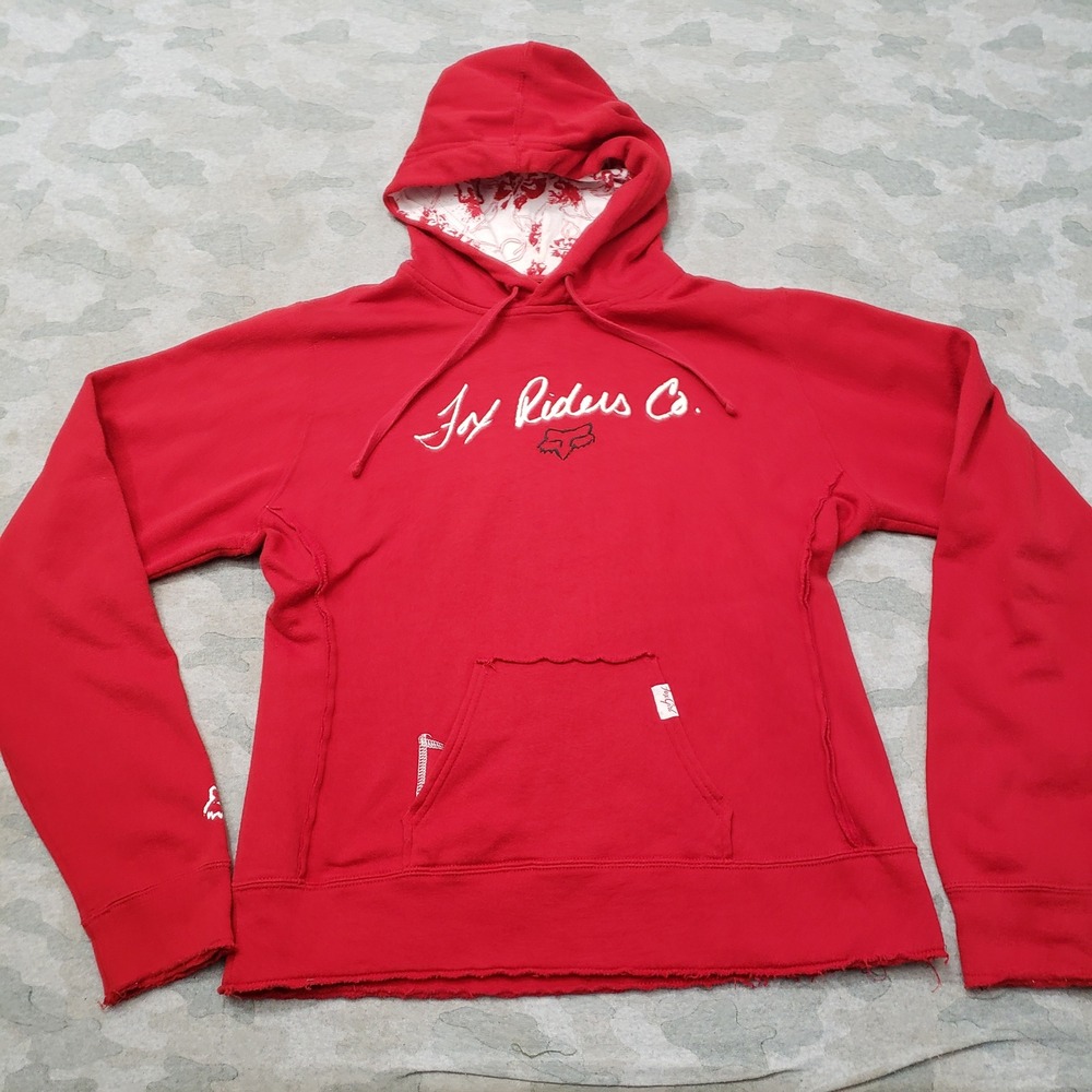 Vintage Fox Racing Joy Riders Sweatshirt Womens XL Red Y2k Pullover Hoodie